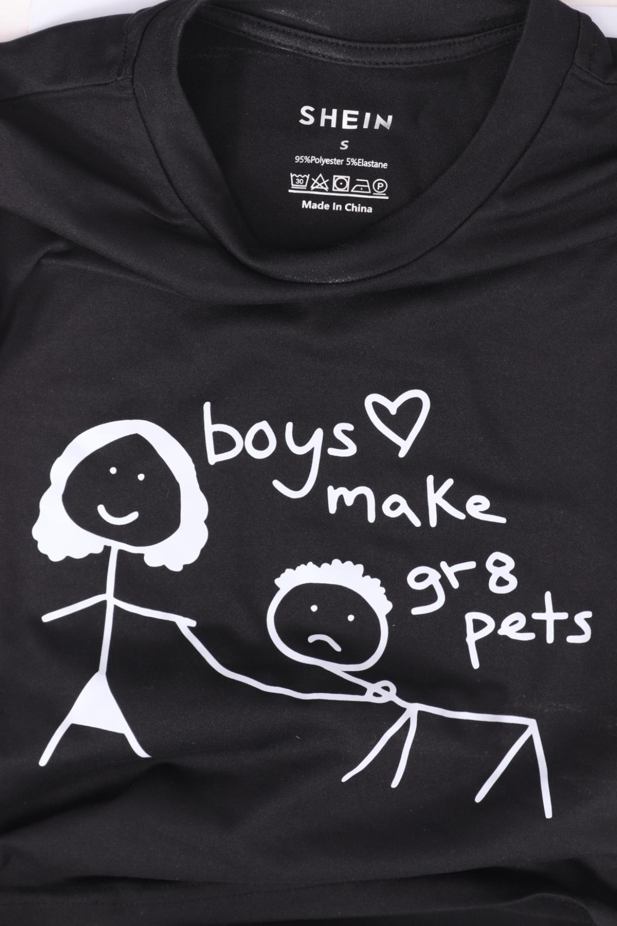 Тениска с щампа SHEIN3